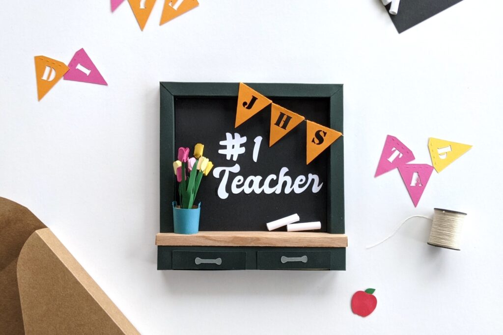 Teacher Appreciation Card with Tulips from Cutting Machine Template